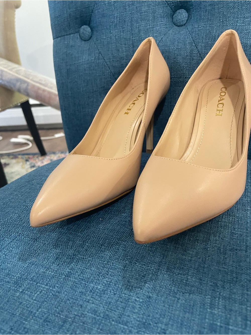 Coach Beige Pointed Toe Stiletto Pumps - Picture 3 of 5